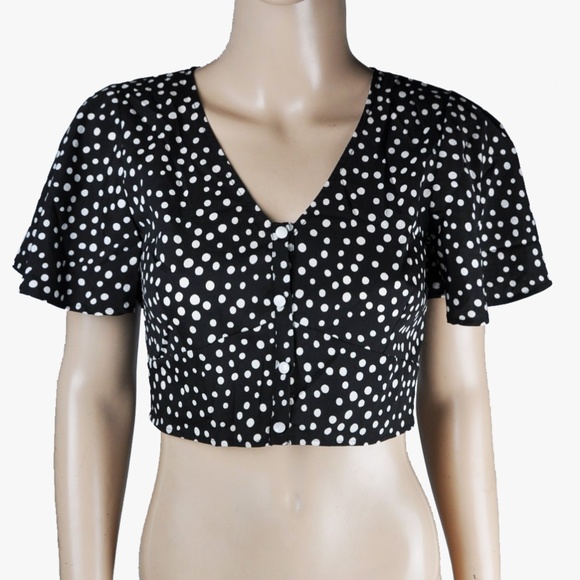 v neck polka dot top